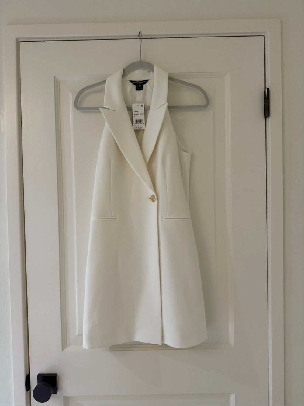 French Connection Cream Sleeveless Blazer Dress